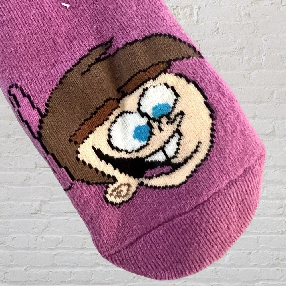 Nickelodeon The Fairly OddParents Slipper Socks Girls 9-11‎ Pink Fuzzy Timmy NWT